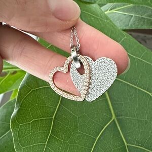 Elegant Rose Gold and Silver Heart Pendant Necklace